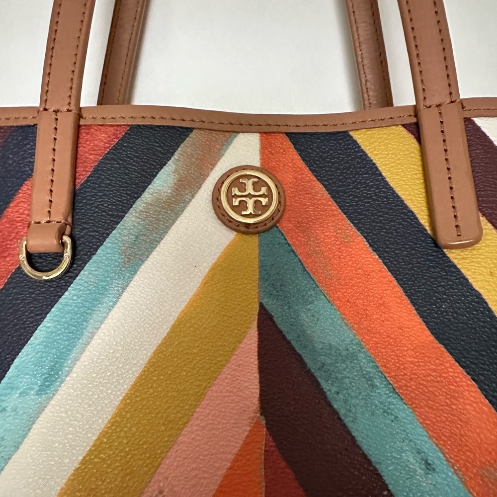 Tory Burch Coated Canvas Leather Trim Tote - Picture 3 of 6